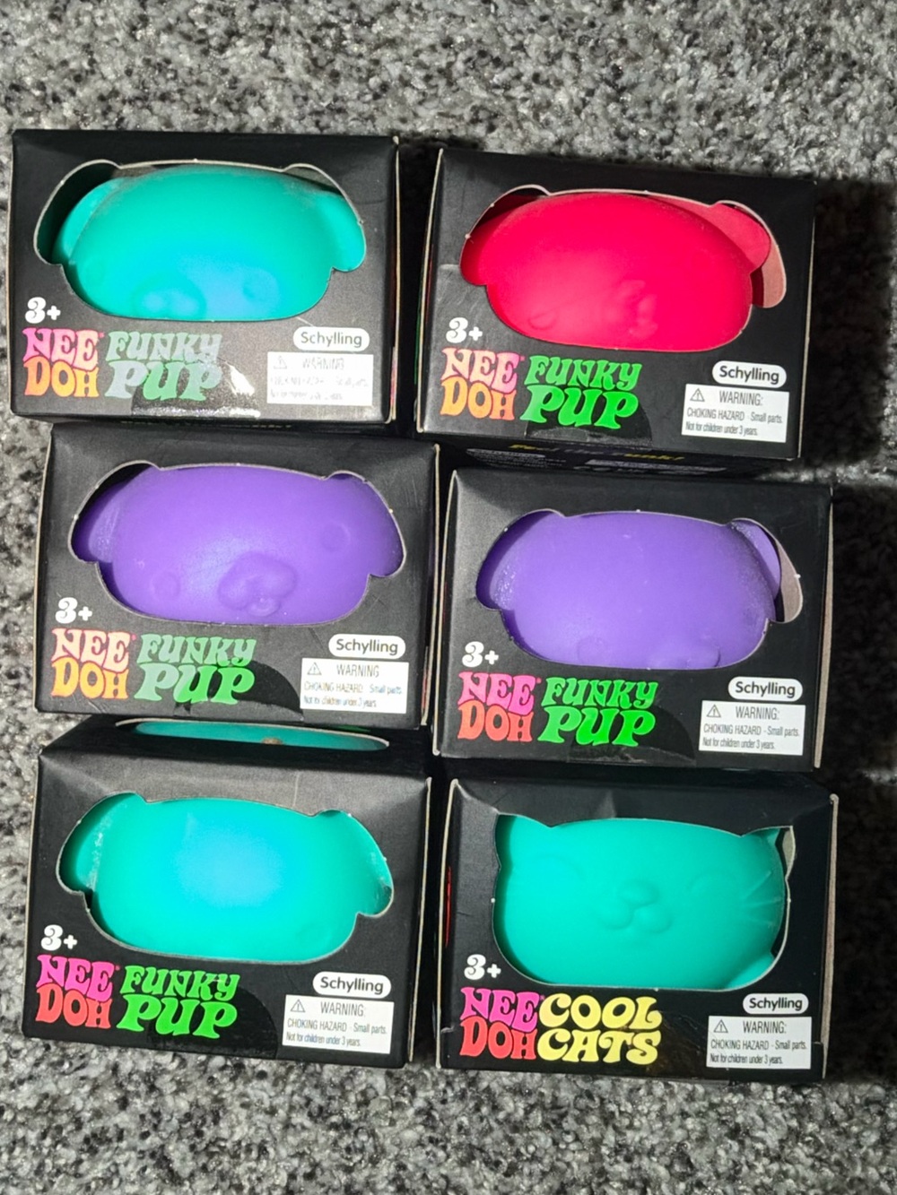 5 NeeDoh Funky Pup & 1 Cool Cats Squishy Lot Bundle Sensory Toys